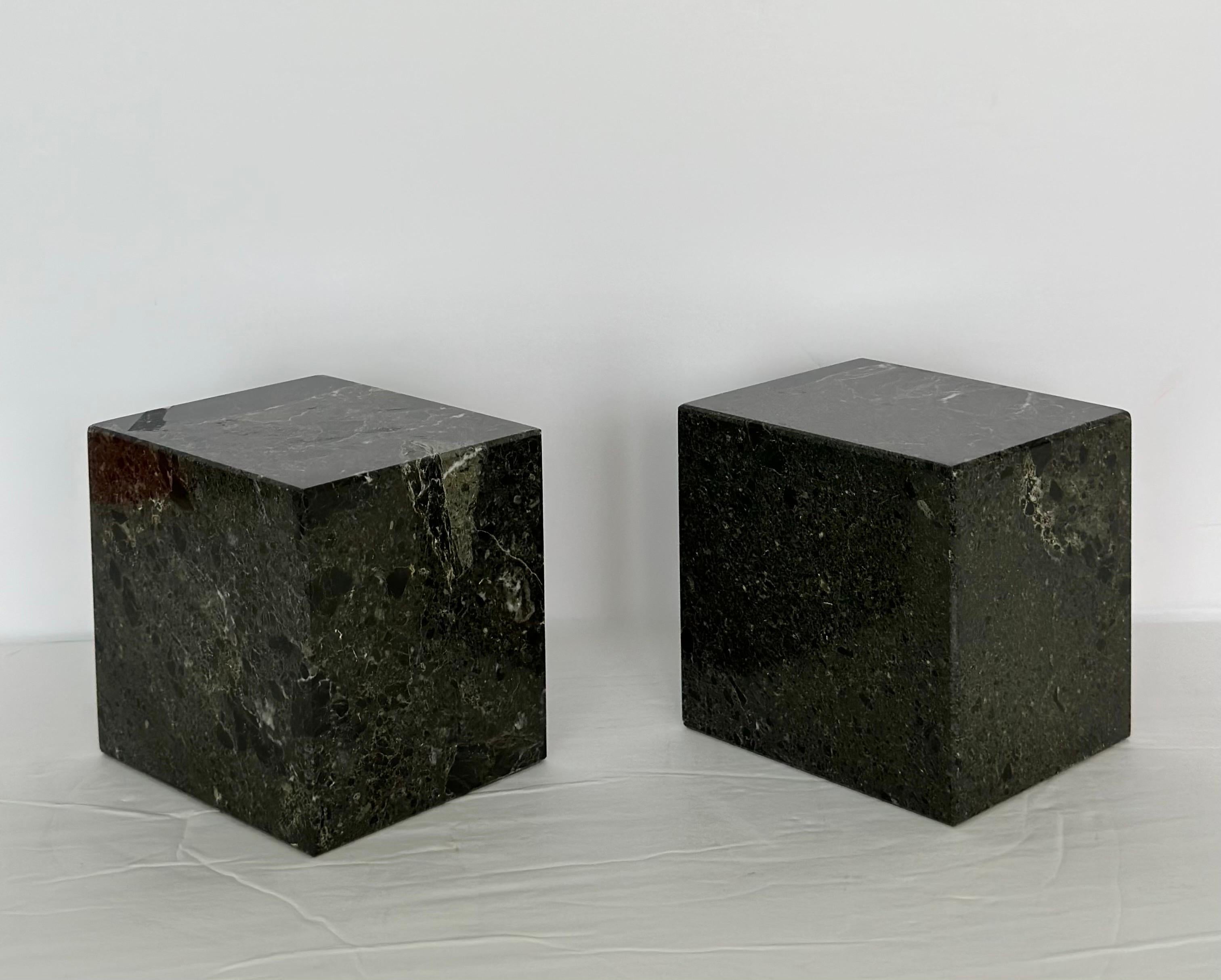 American 1970s Black Marble Cube Bookends – a Pair
