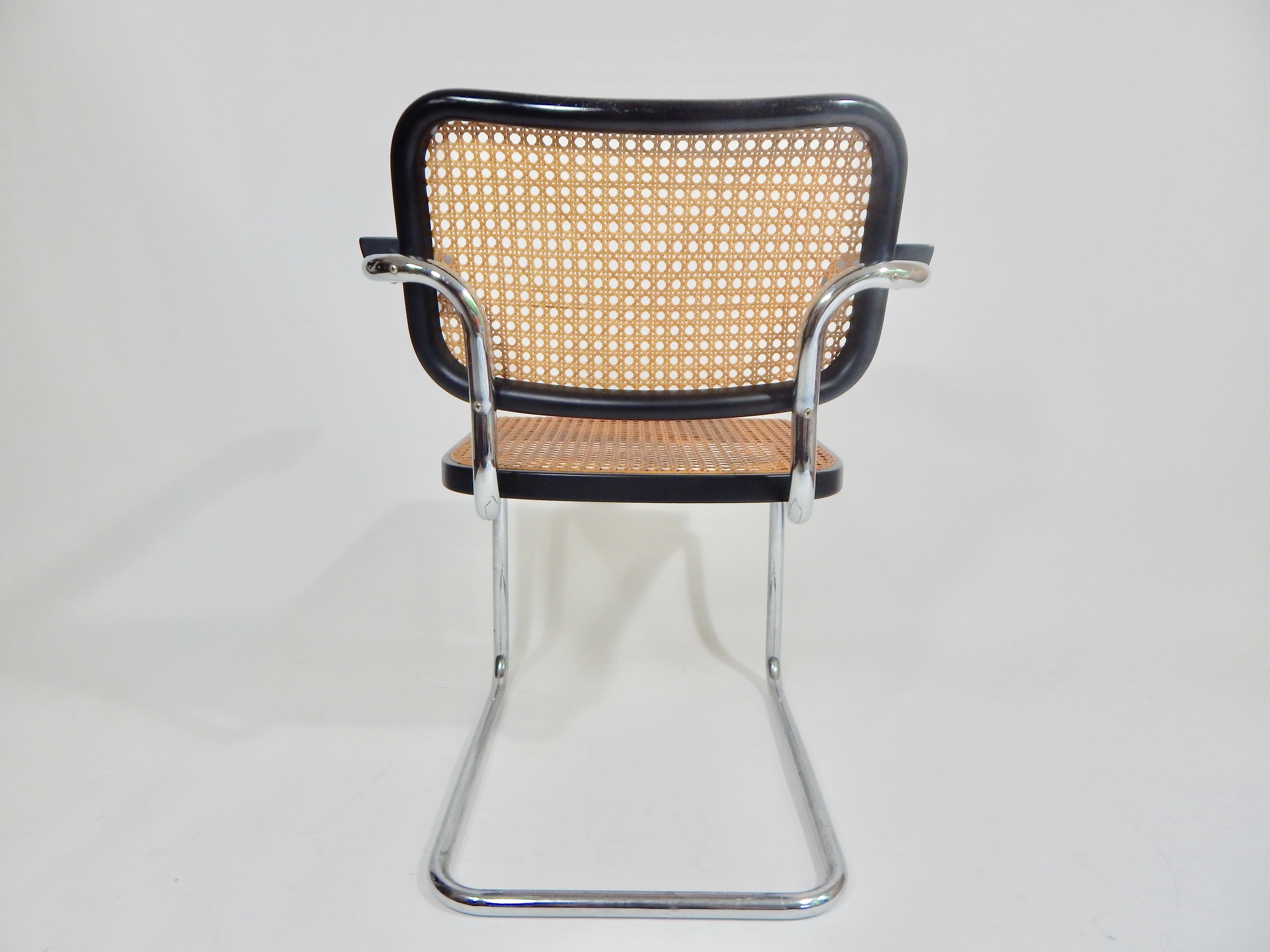 1970s Black Marcel Breuer Knoll Cesca Cane Chairs In Excellent Condition In New York, NY