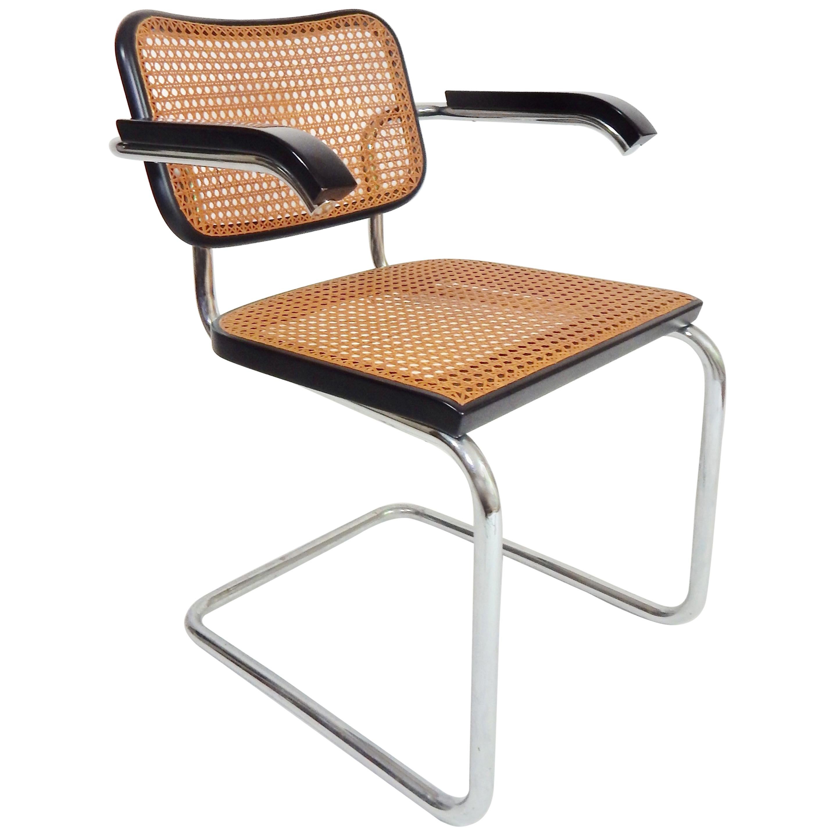 1970s Black Marcel Breuer Knoll Cesca Cane Chairs
