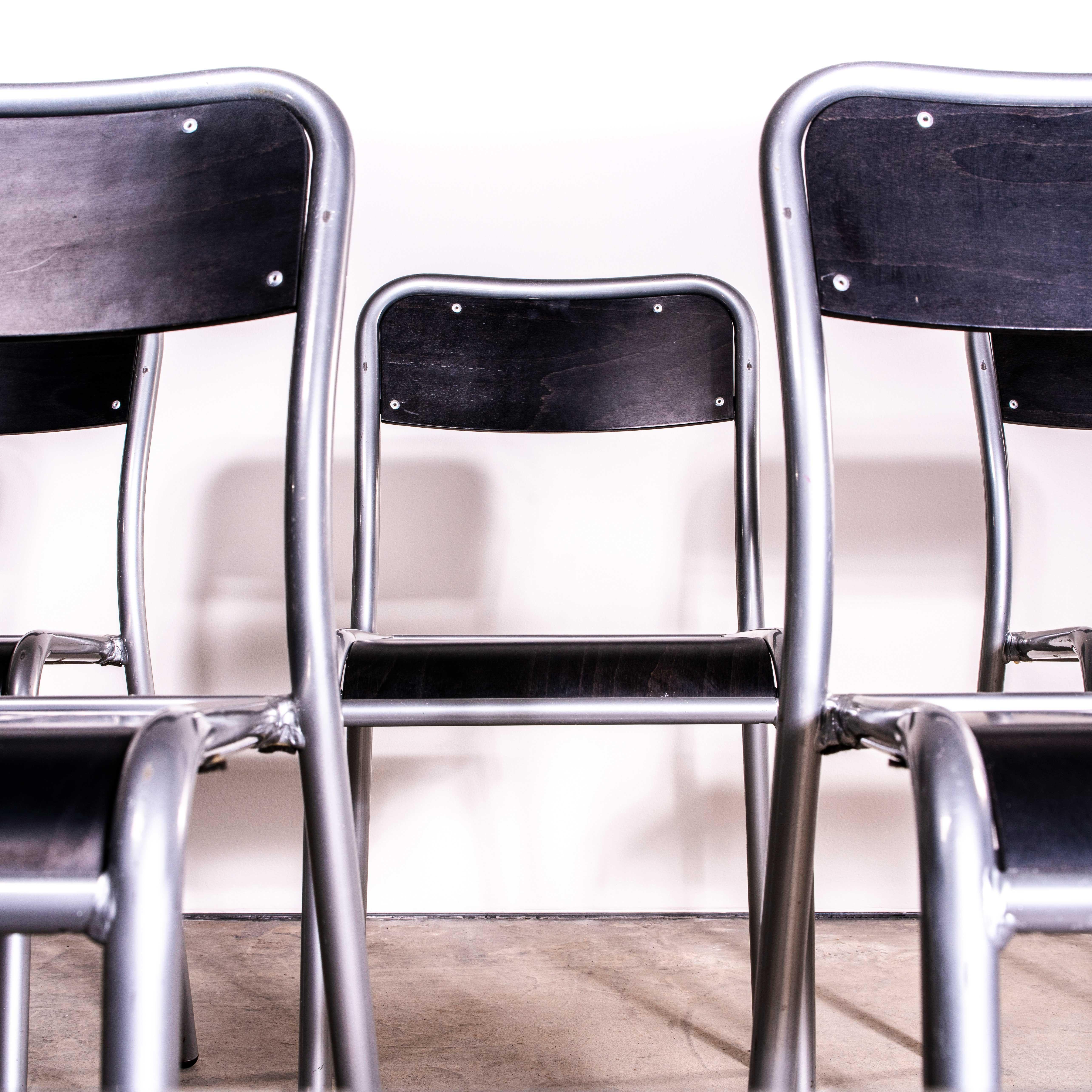 French 1970's Black Mullca Stacking Dining Chairs - Large Quantity Available For Sale
