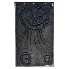Opera d'arte astratta del 1970 Octopus nero Vita di mare Pittura strutturata