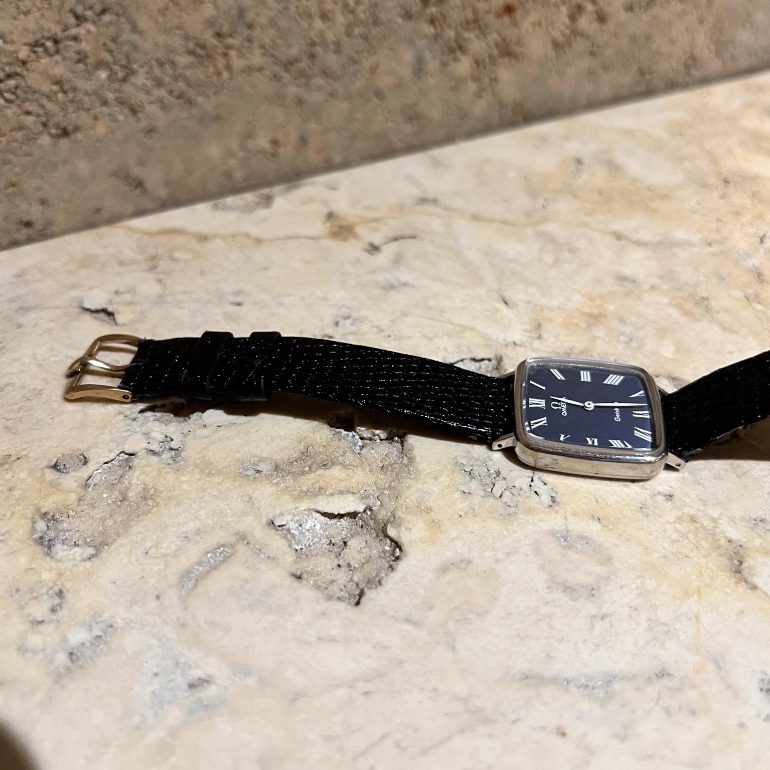 1970s Black Omega Genève Vintage Watch Swiss Made For Sale 4