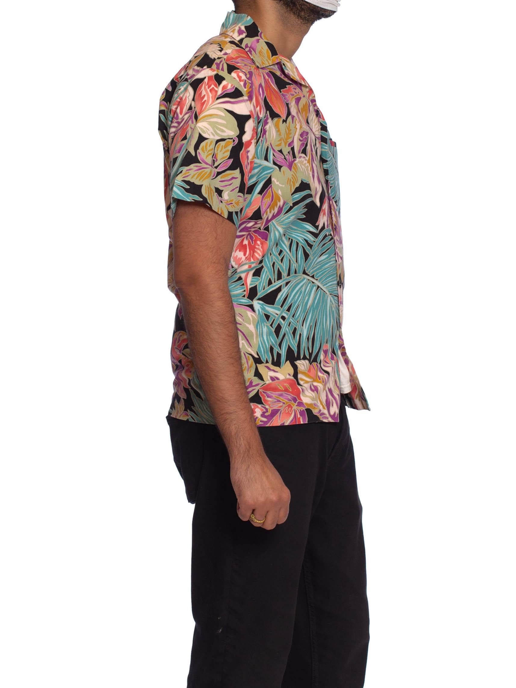 1970S Black & Pink Tropical Cotton Men’S Scarface Hawaiian Shirt 2