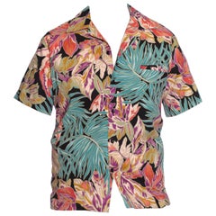 1970S Black & Pink Tropical Cotton Men’S Scarface Hawaiian Shirt
