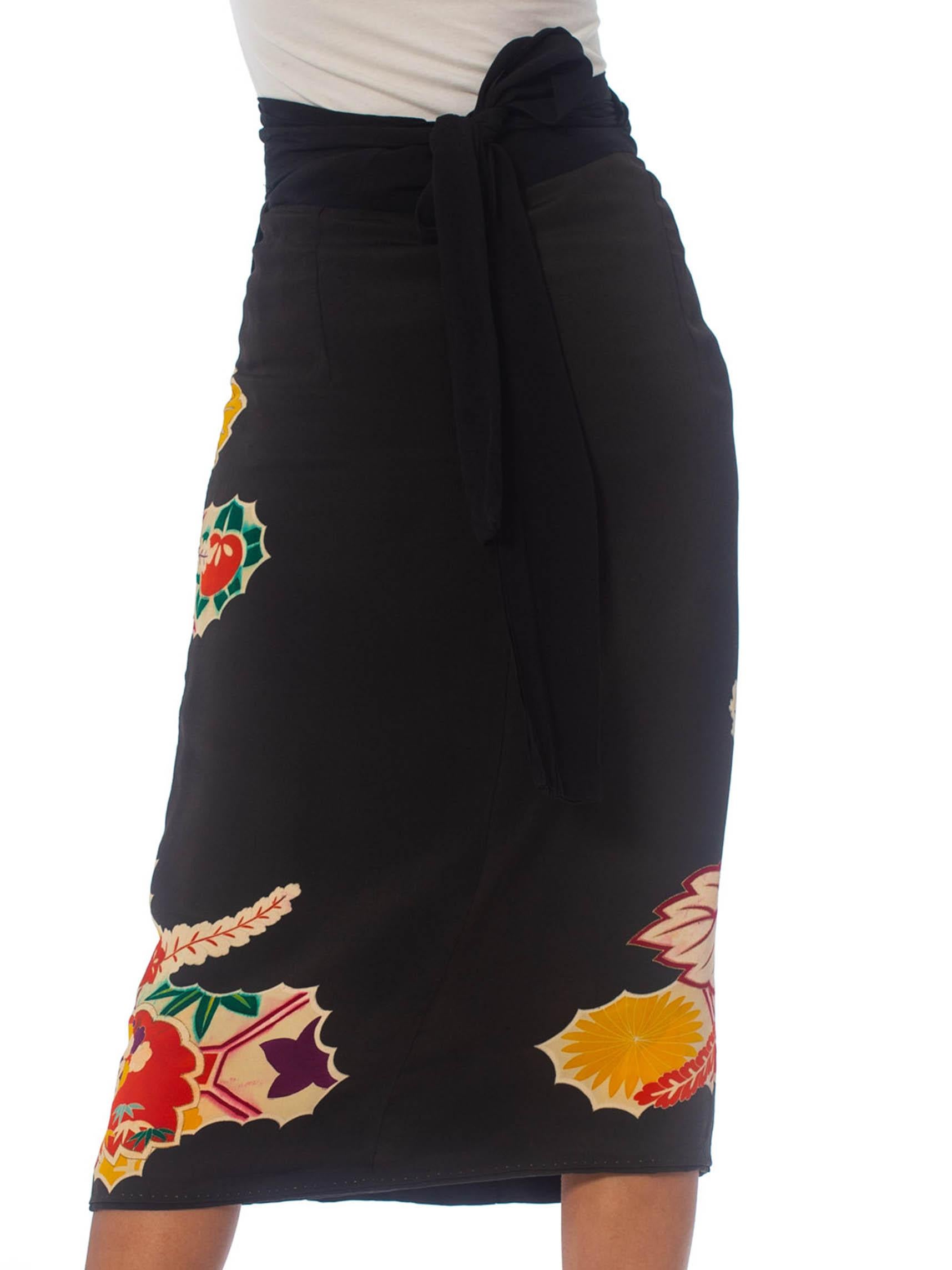 black floral wrap skirt