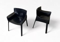 1970s Black Saddle Leather Armchairs by Giancarlo Vegni for Fasem, Italy