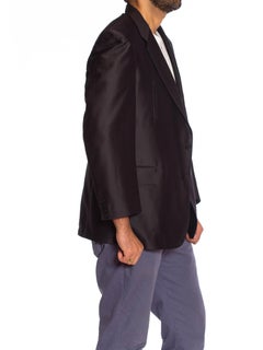 1970S Black Shiny Polyester Sharp Fitted Men's Western Blazer