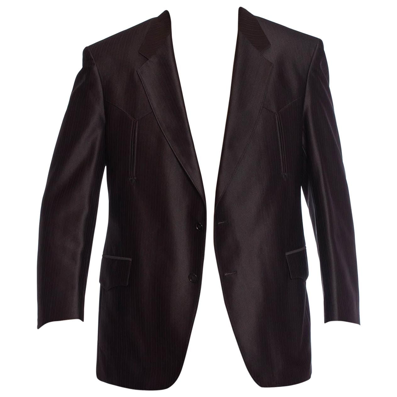 1970S Black Shiny Polyester Sharp Fitted Men's Western Blazer