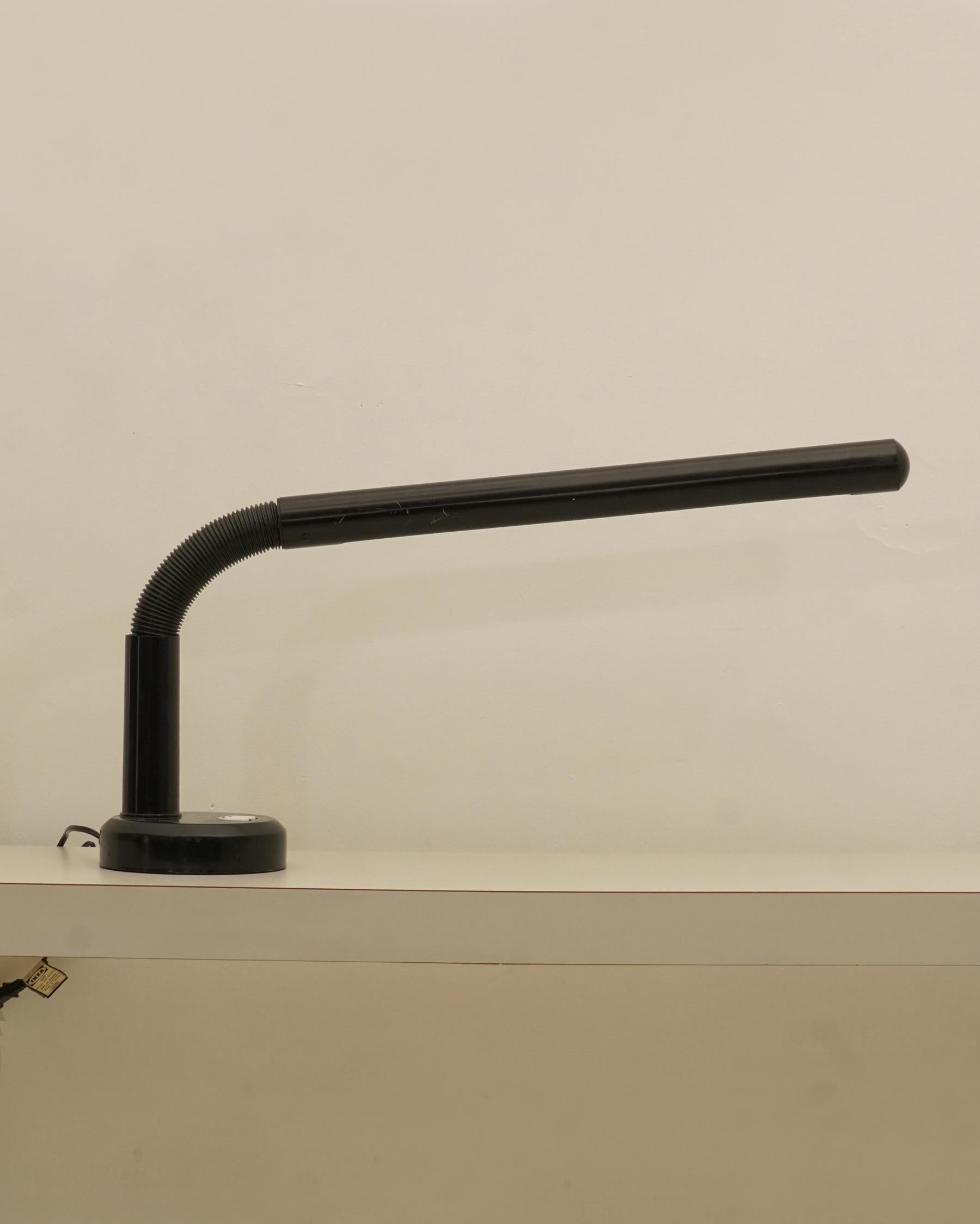 Swedish 1970s Black Space Age Tubular Desk Lamp in the Style of Anders Pehrson’s “Tuben”