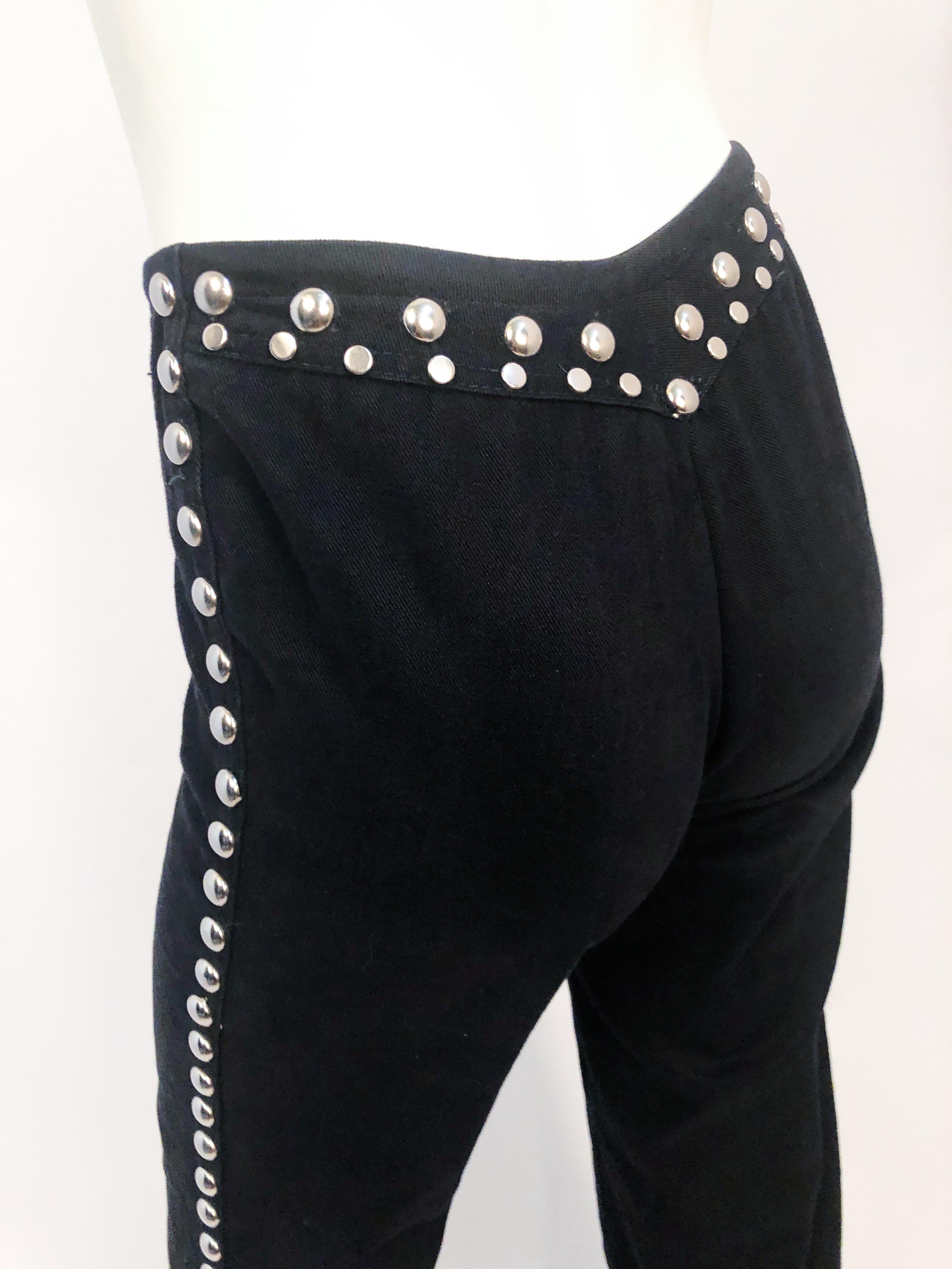 1970s Black Studded Bell-bottom Pants In Good Condition In San Francisco, CA