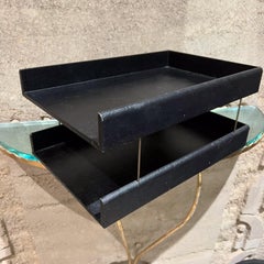 1970s Black Desk Tray Tiered Office Letter File