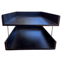 1970s Black Desk Tray Tiered Office Letter File