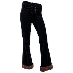 1970s Black Velvet Bellbottom Pants