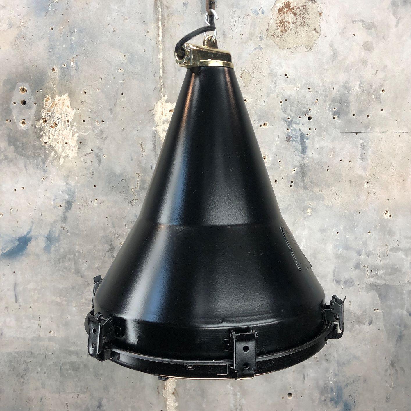 Cast 1970s Black Vintage Industrial Conical Ceiling Pendant by Daeyang