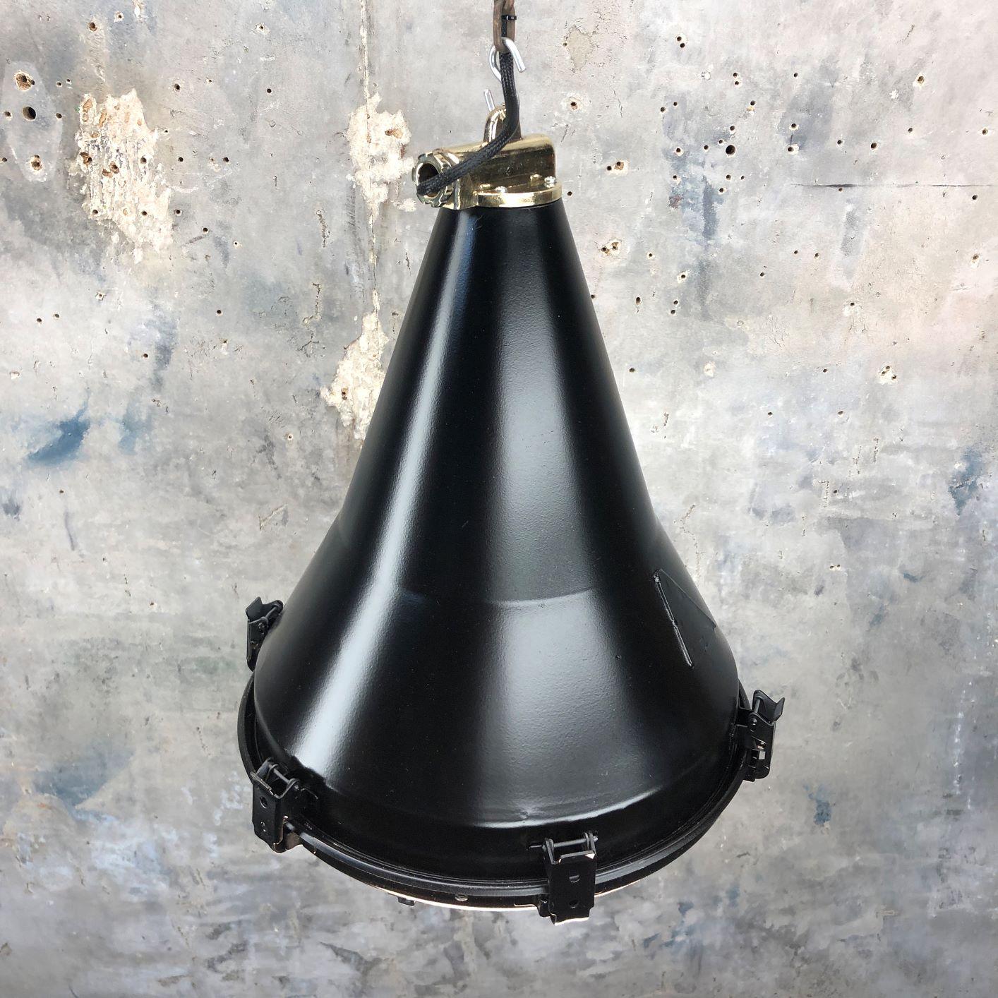 1970s Black Vintage Industrial Conical Ceiling Pendant by Daeyang In Good Condition In Leicester, Leicestershire
