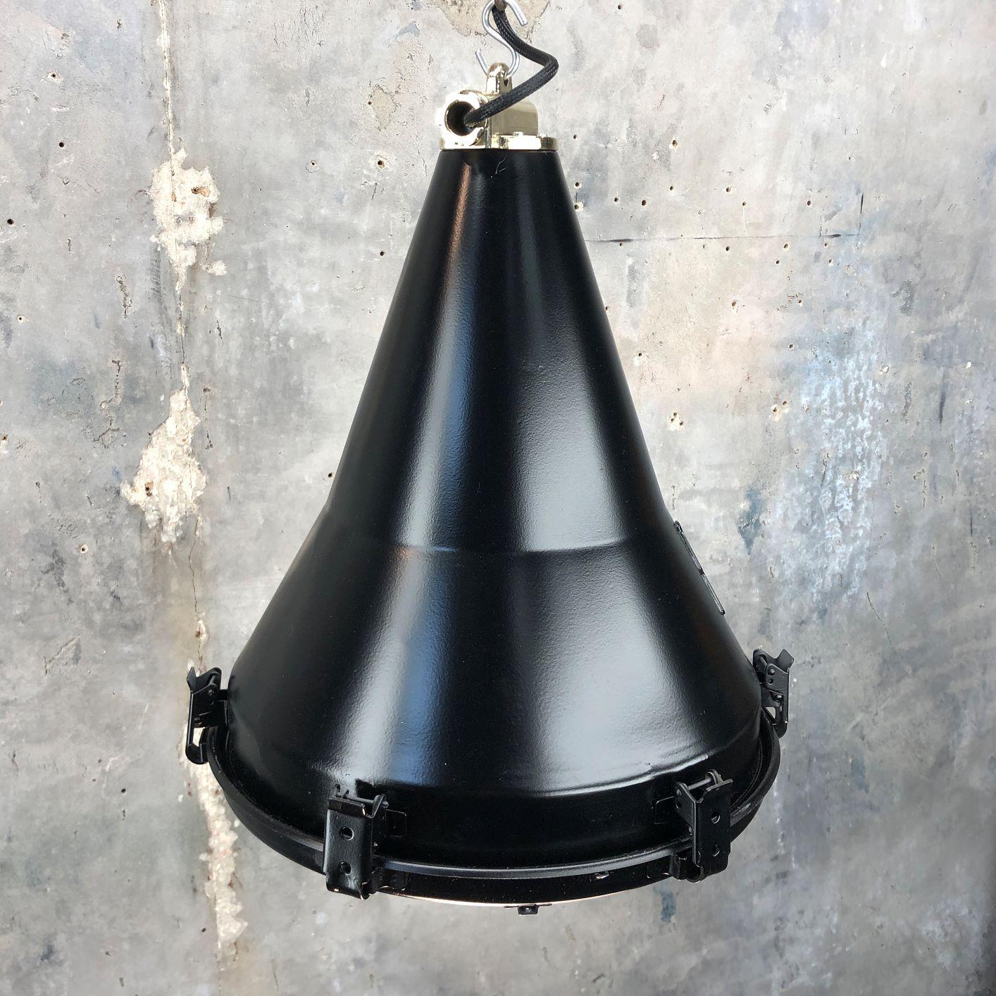 Late 20th Century 1970s Black Vintage Industrial Conical Ceiling Pendant by Daeyang