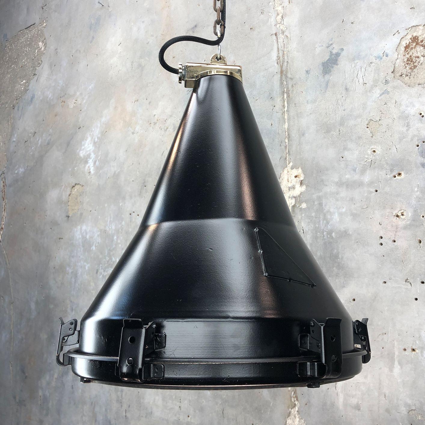 1970s Black Vintage Industrial Conical Ceiling Pendant by Daeyang 1