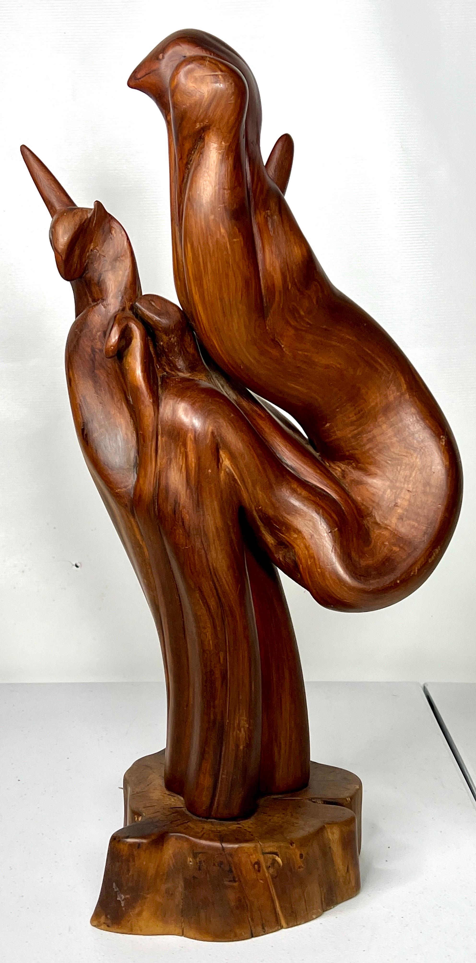 Unknown 1970s Black Walnut Abstract Bird Wood Sculpture For Sale