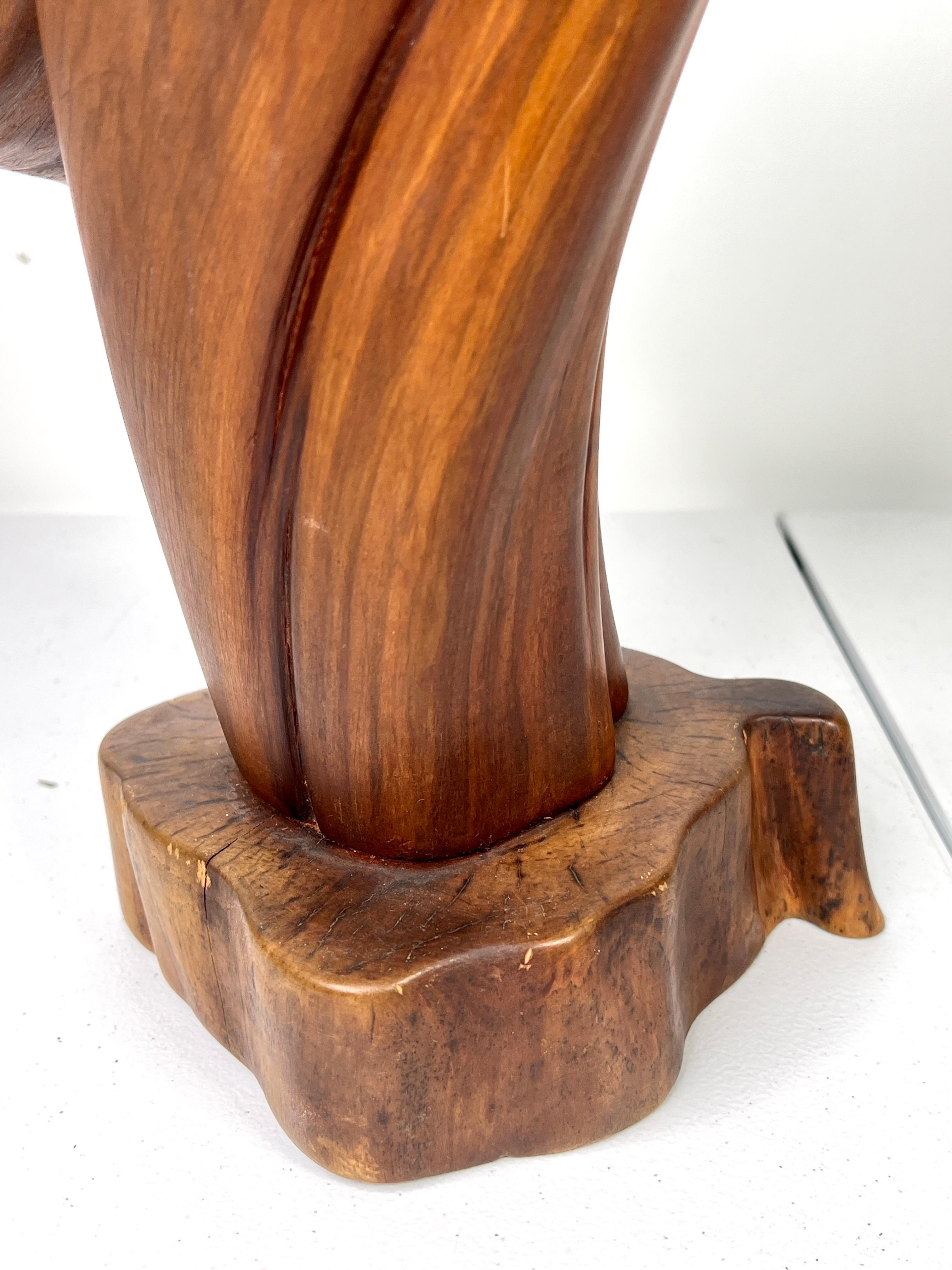 1970s Black Walnut Abstract Bird Wood Sculpture In Good Condition For Sale In Esperance, NY