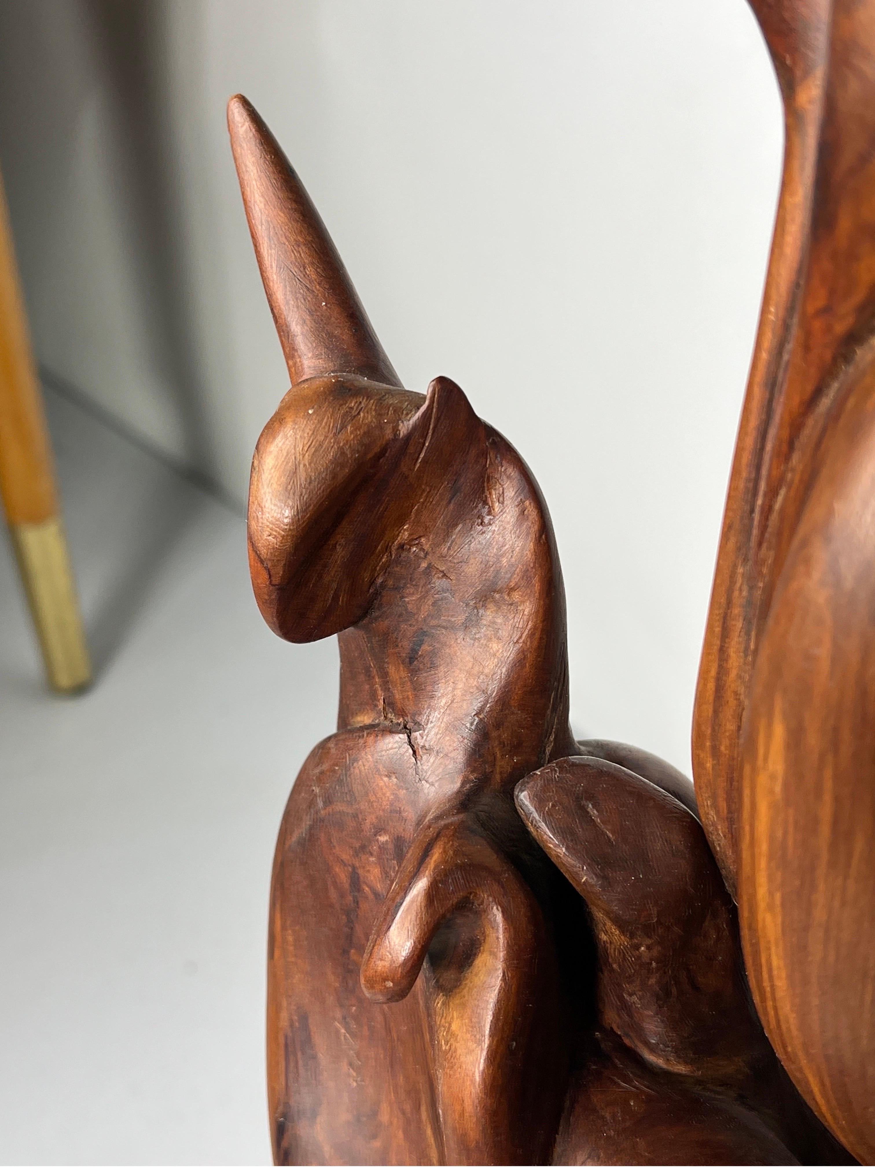 1970s Black Walnut Abstract Bird Wood Sculpture For Sale 2