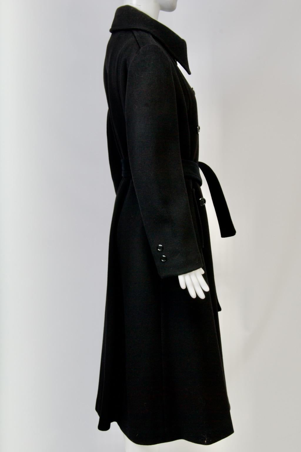 1970s Black Wool Maxi Coat For Sale 1