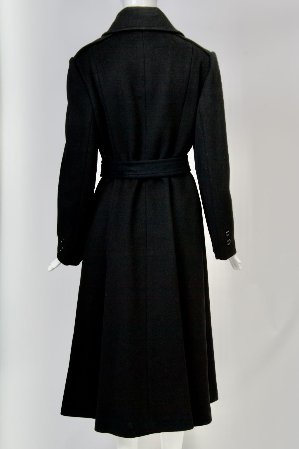 1970s Black Wool Maxi Coat For Sale 3