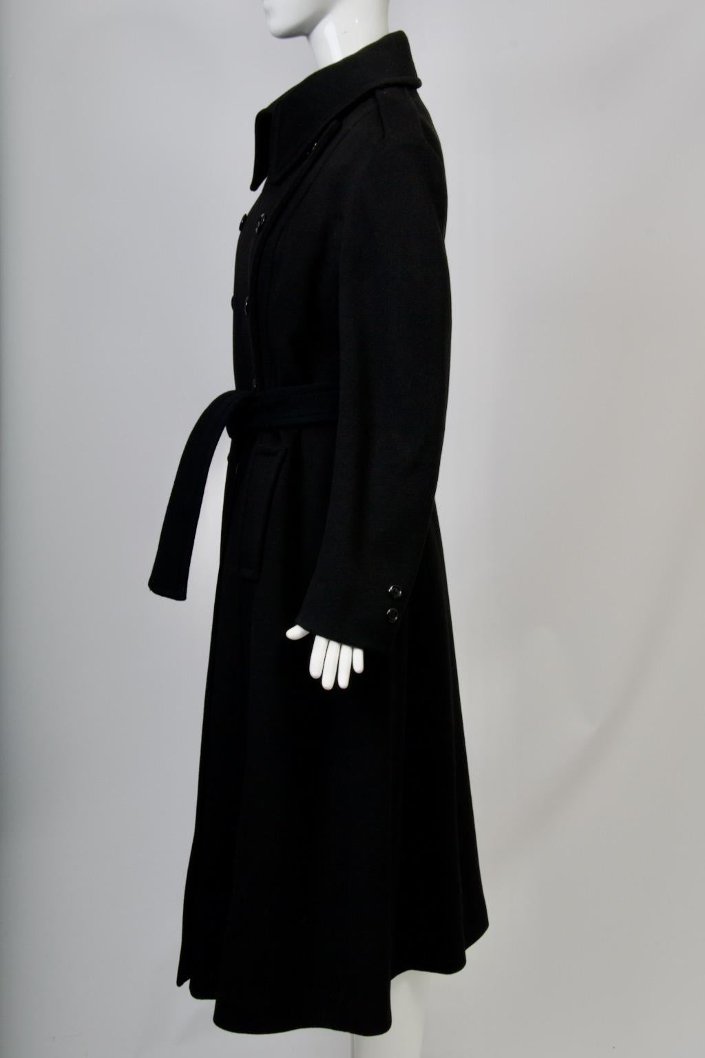1970s Black Wool Maxi Coat For Sale 4