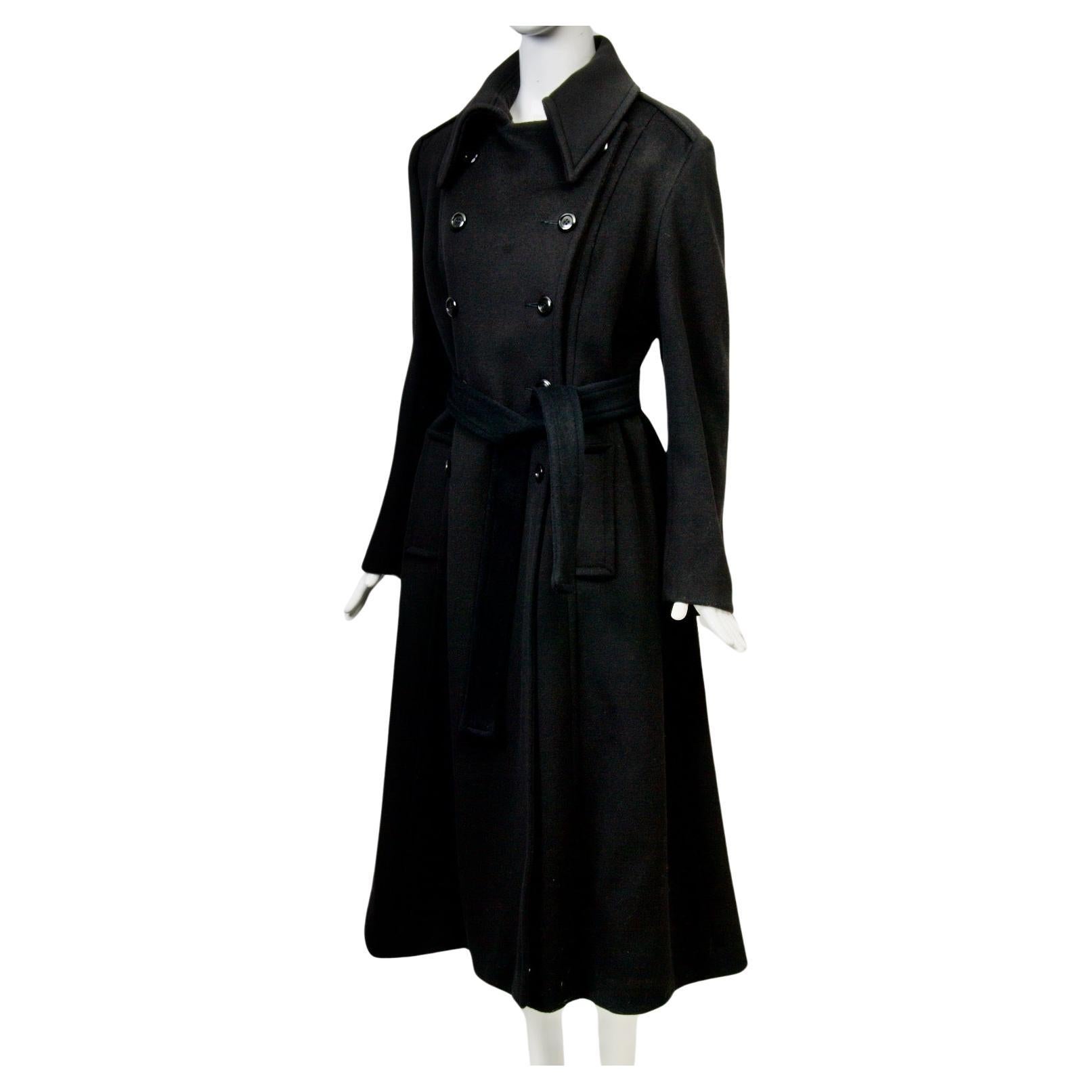 1970s Black Wool Maxi Coat For Sale