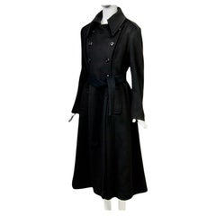 Retro 1970s Black Wool Maxi Coat