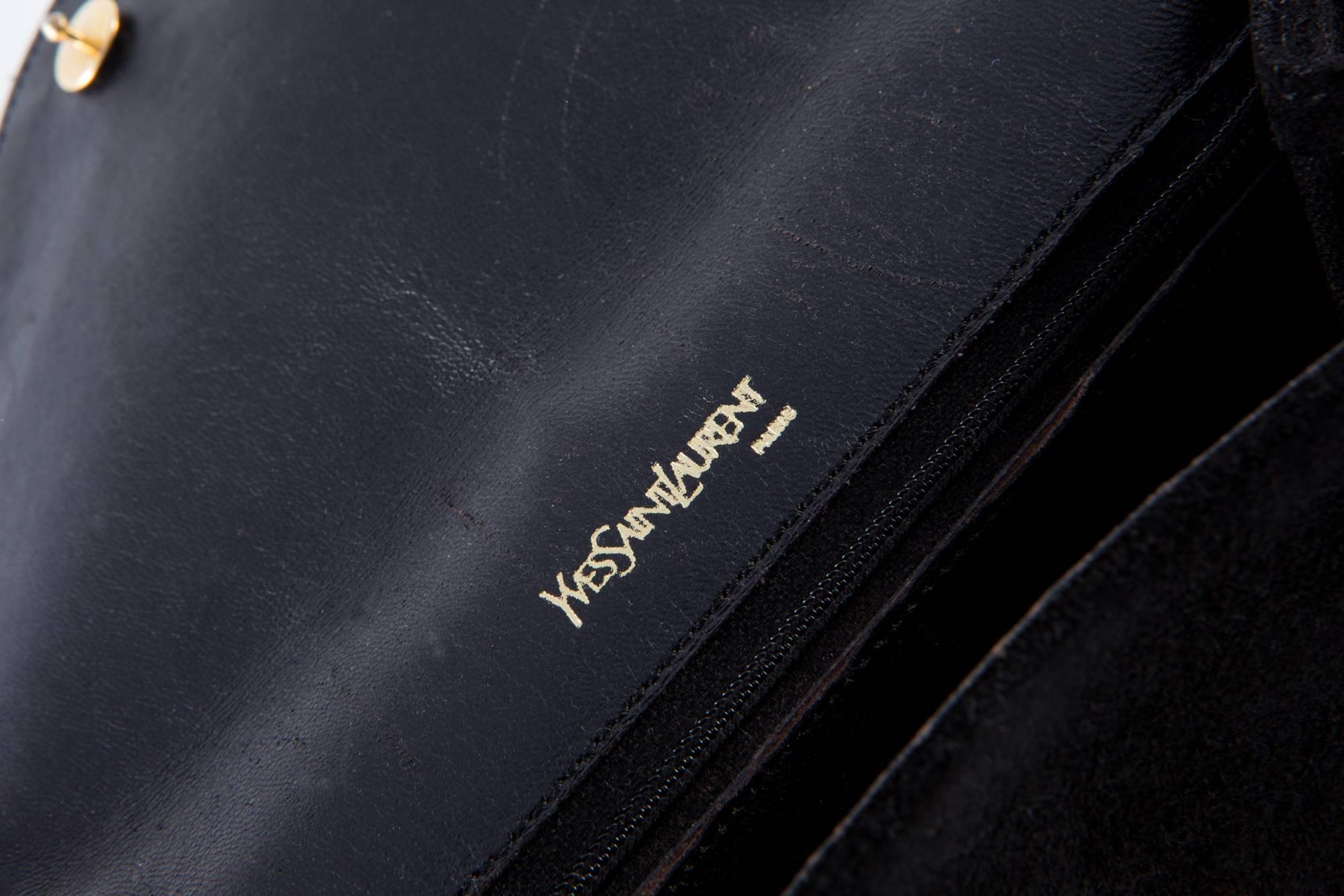 Women's Yves Saint Laurent Black Suede Bag, 1970s 