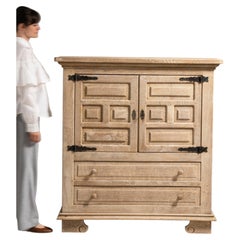 1970s Bleached Oak Brutalist Buffet Cabinet in Good Condition