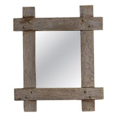1970s Bleached Oak Wall Mirror in French Provincial Style