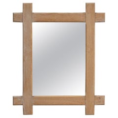 1970s Bleached Oak Wall Mirror in French Provincial Style