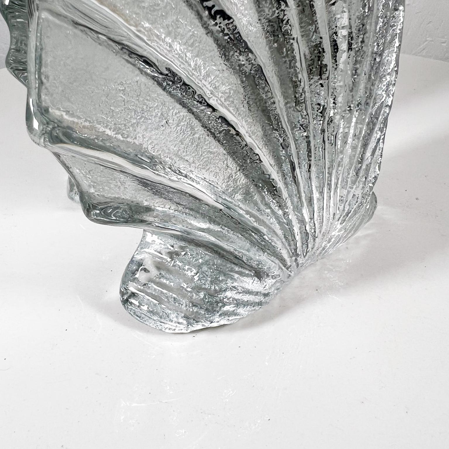 1970s Blenko Art Glass Clear Seashell Clam Bookends WV 5