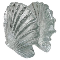 Blenko Muschellam-Buchstützen aus klarem Kunstglas, WV, 1970er Jahre