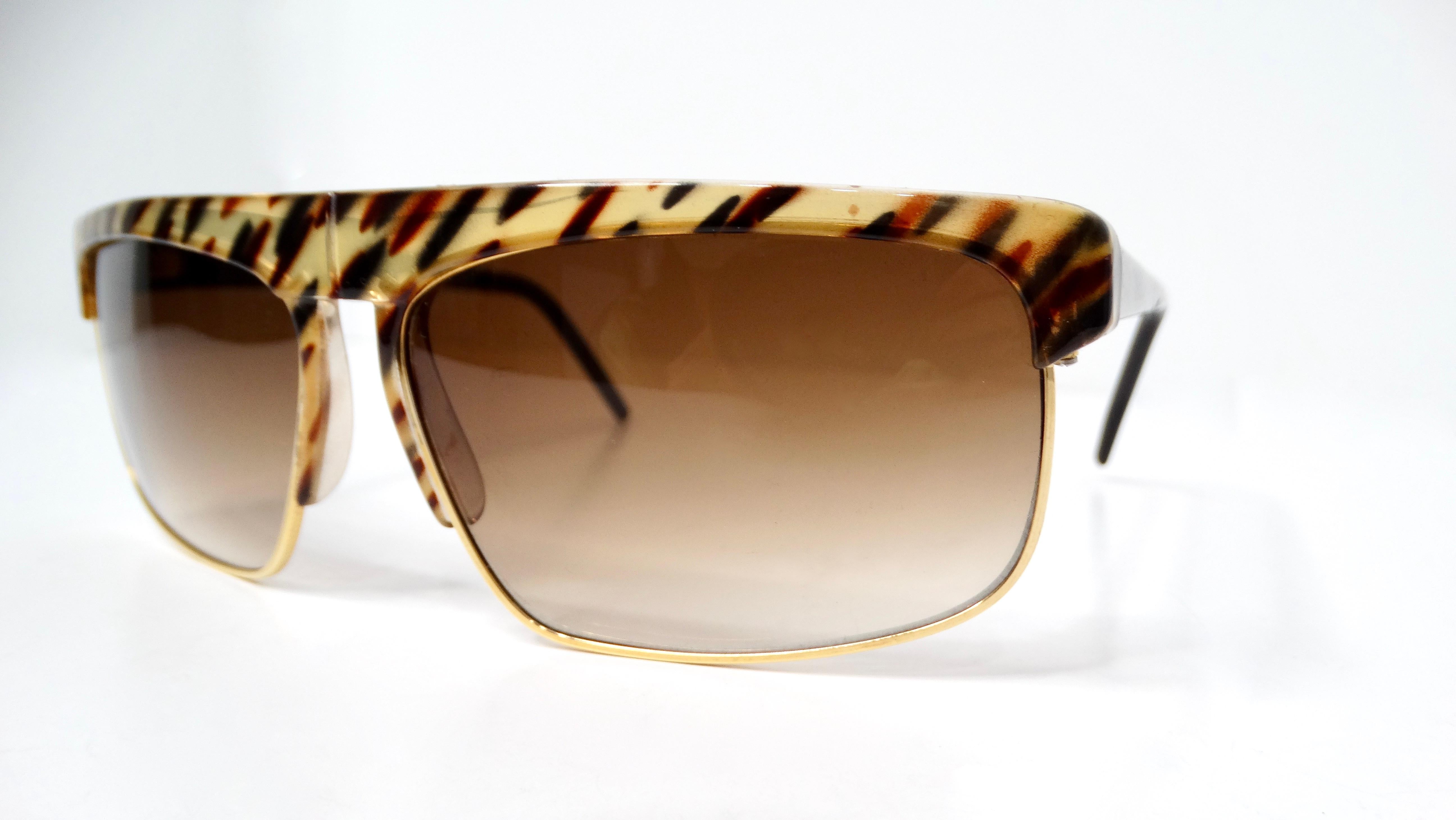 Brown 1970s Blonde Tortoise Style Gold-Tone Metal Frame Sunglasses For Sale