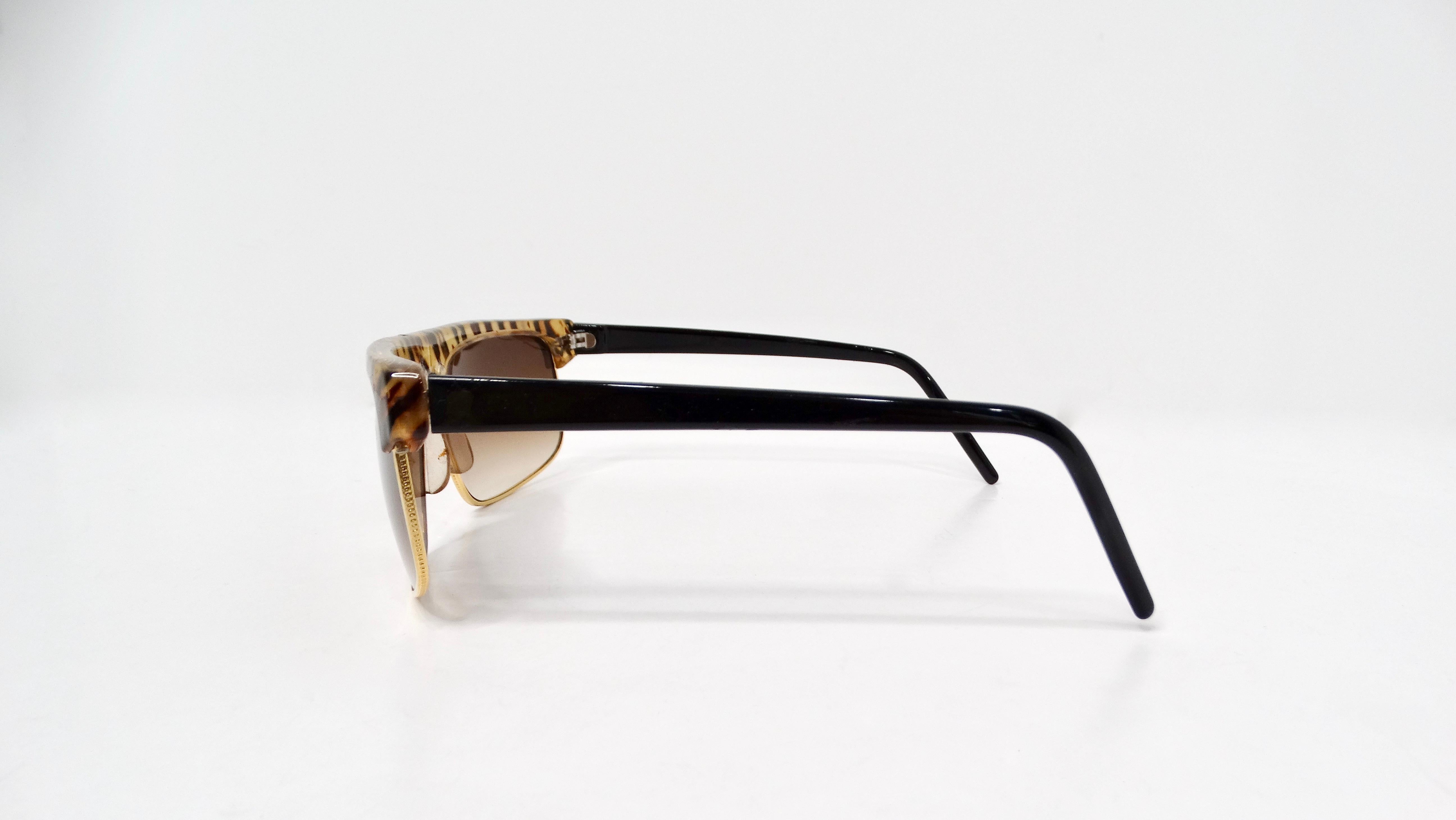 1970s Blonde Tortoise Style Gold-Tone Metal Frame Sunglasses In Good Condition For Sale In Scottsdale, AZ