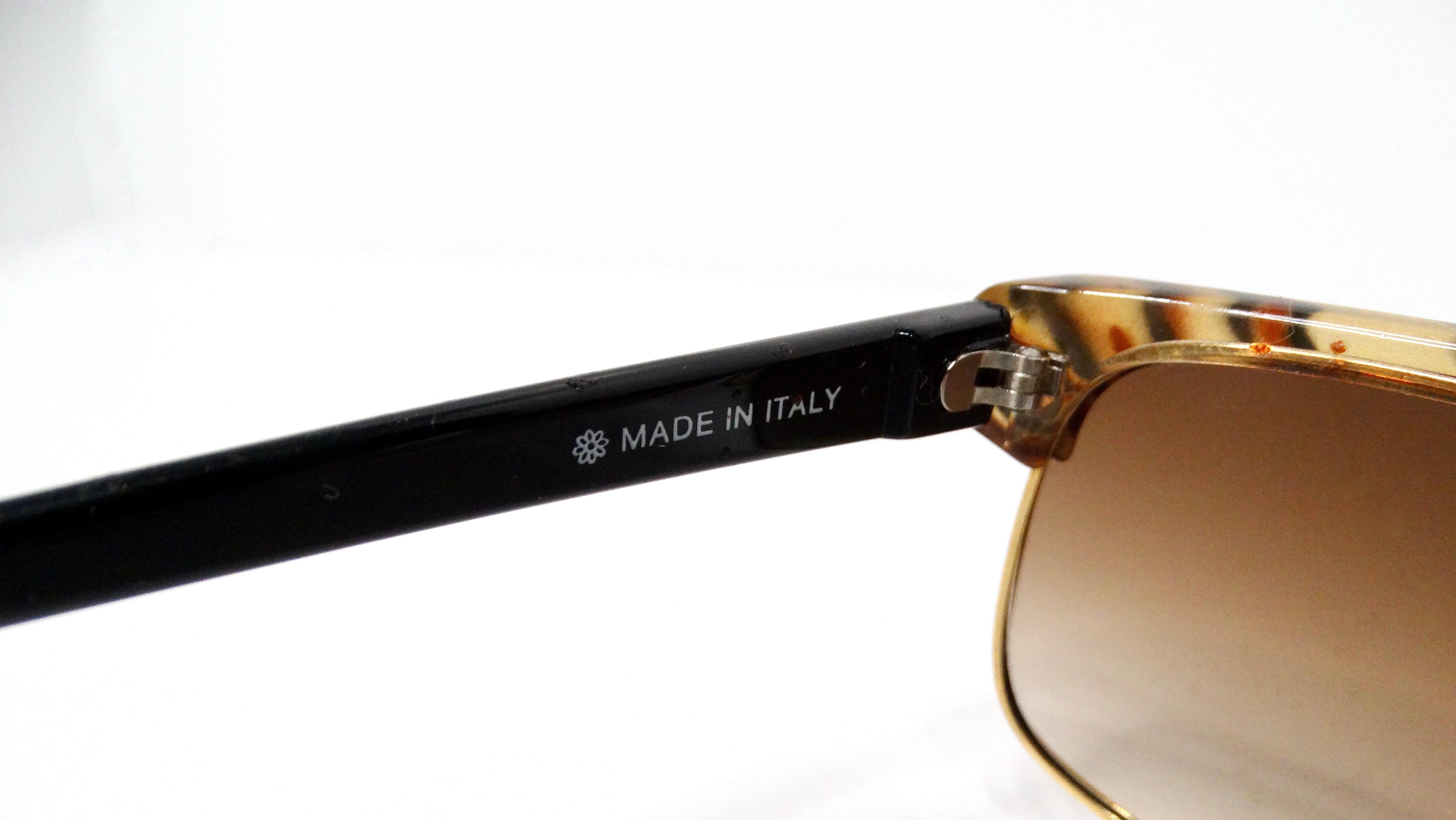 1970s Blonde Tortoise Style Gold-Tone Metal Frame Sunglasses For Sale 1