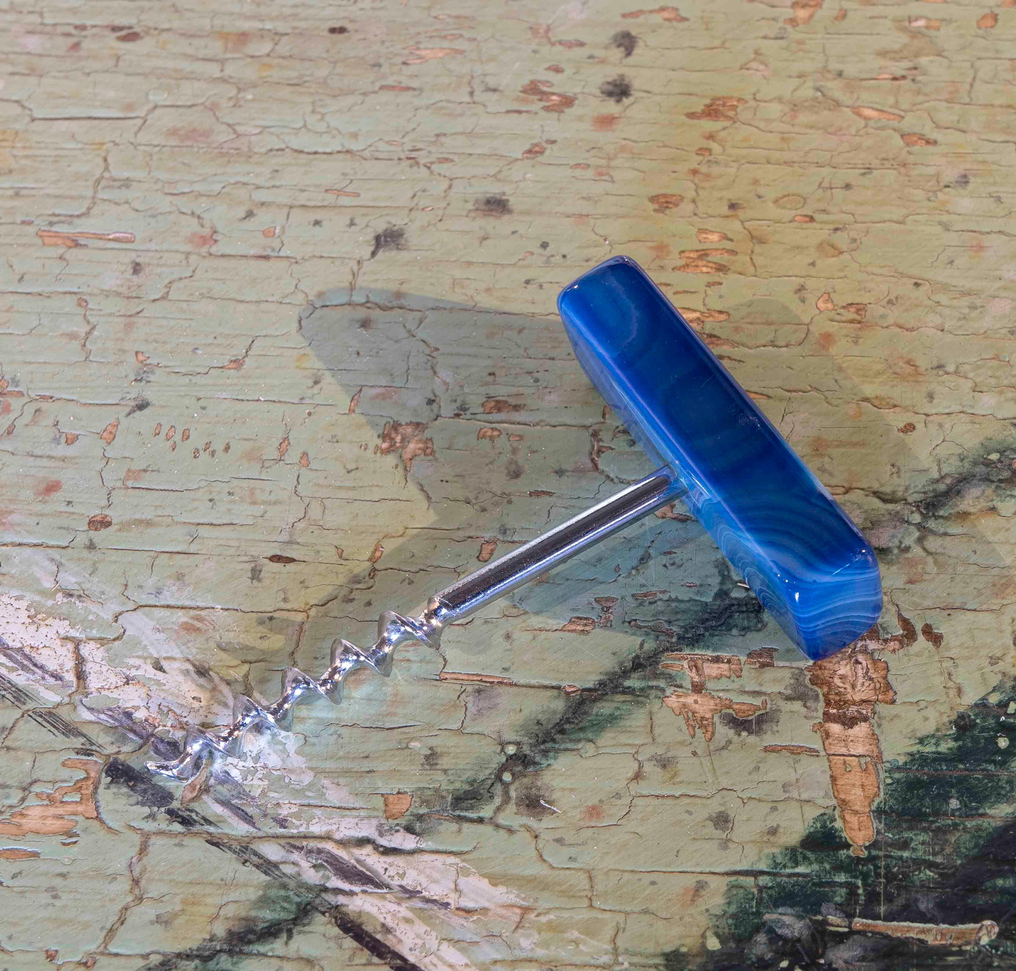 Spanish 1970s Blue Agate Corkscrew For Sale