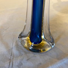 1970s Blue and Yellow Murano Glass Modernist Single Flower Vase by Seguso