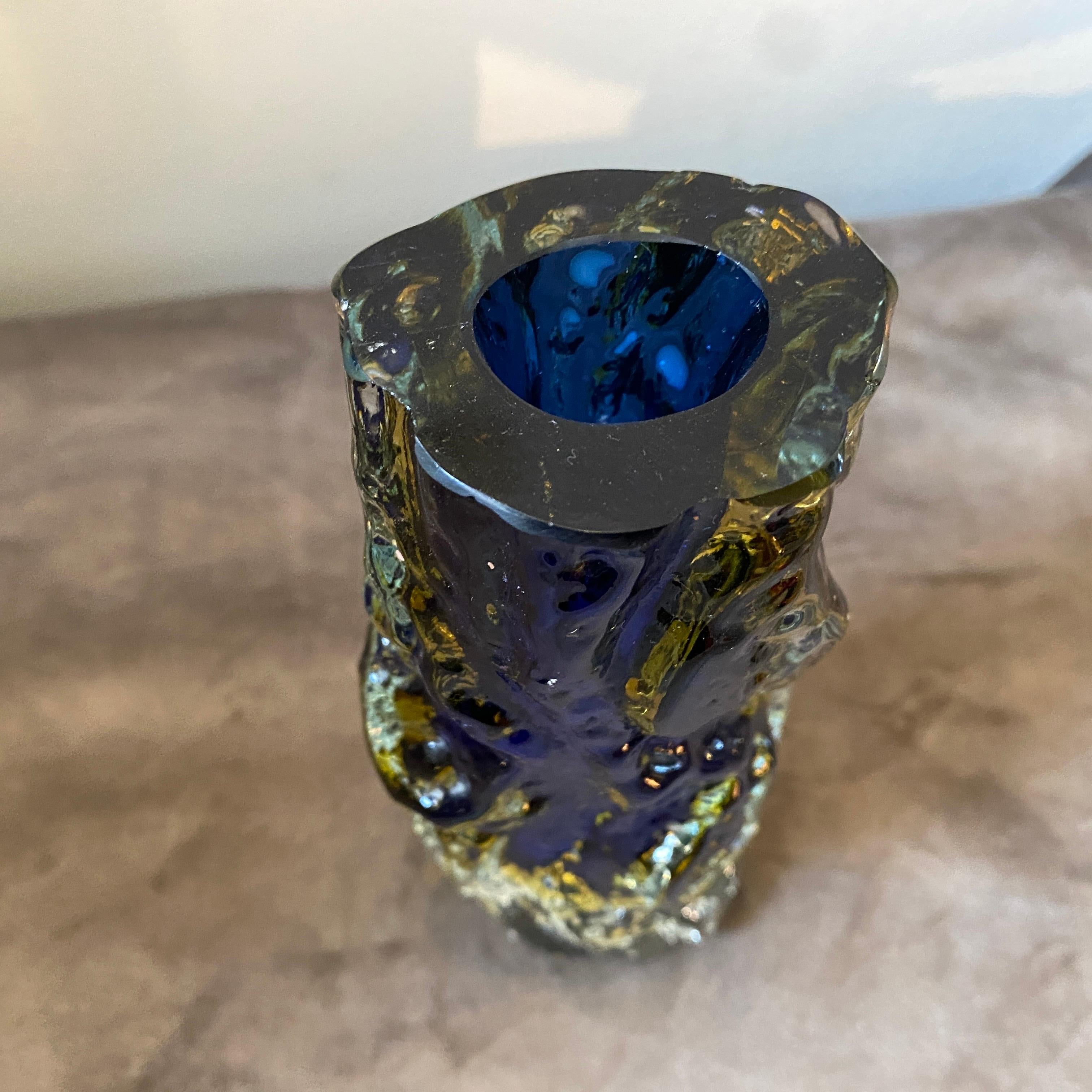 1970s Blue and Yellow Sommerso Murano Glass Vase by Mandruzzato 3
