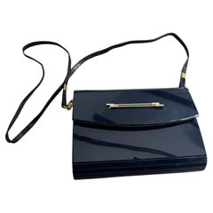 Vintage 1970s Blue Bakelite and Leather Italian Shoulder Bag