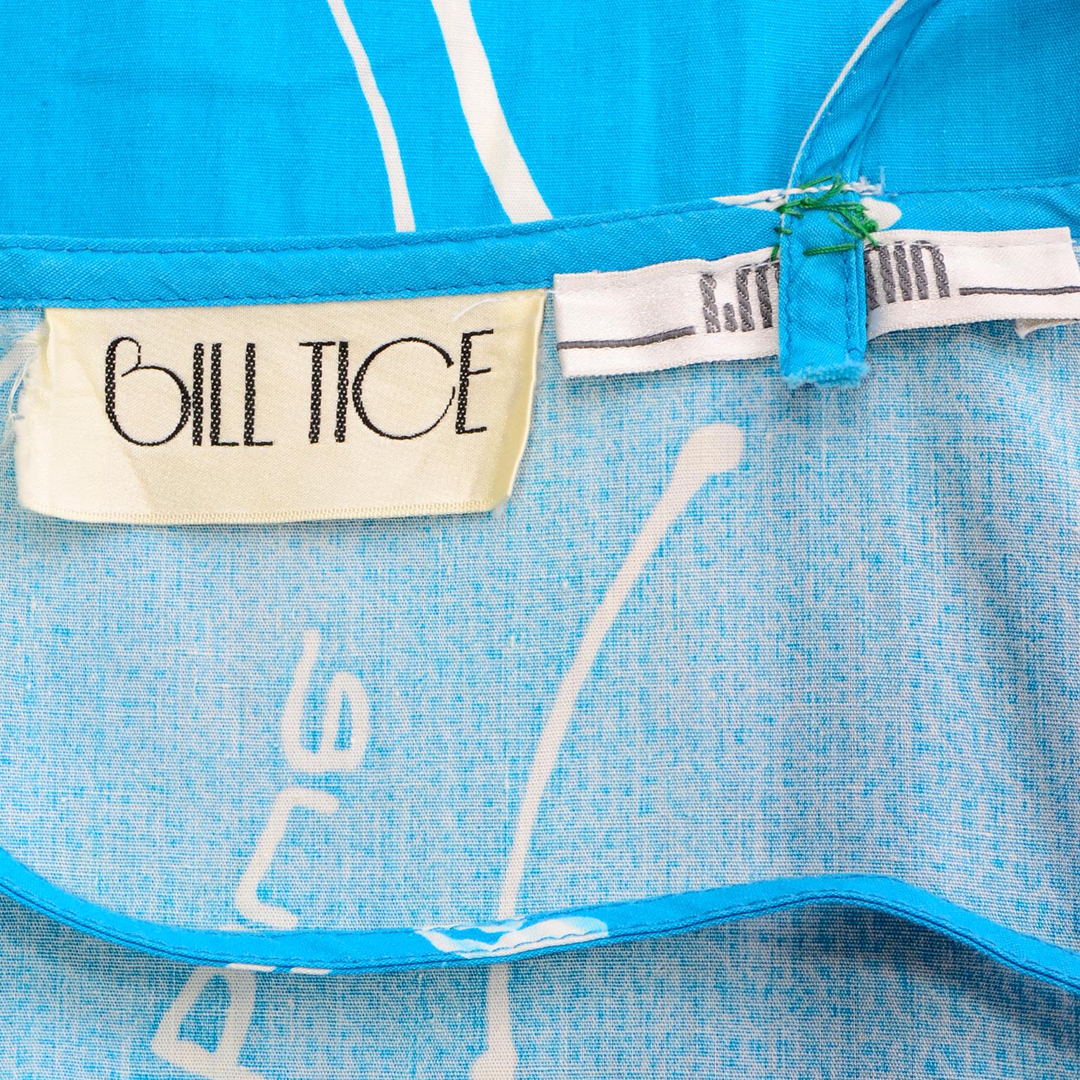1970s Blue Bill Tice Vintage Hand Painted Summer Dress With Crossover Straps For Sale 4