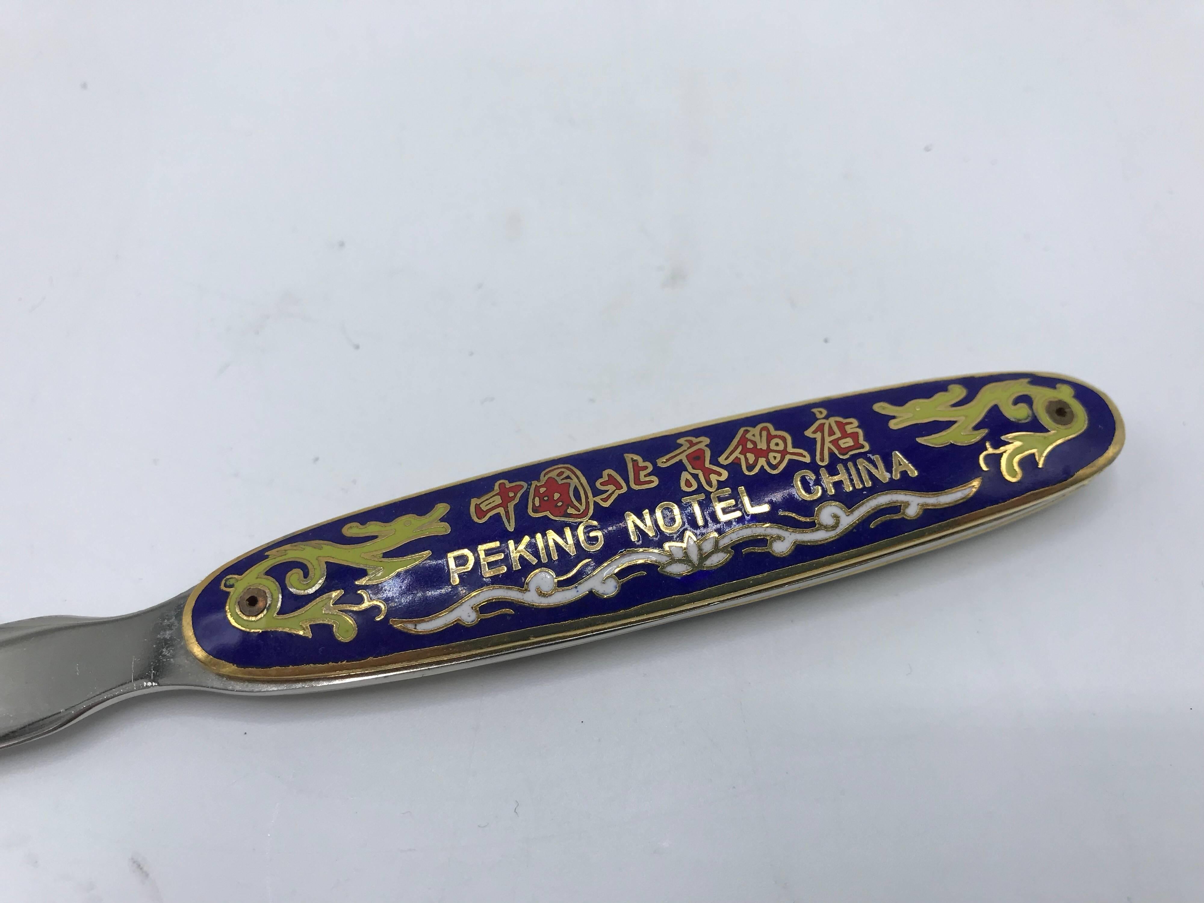 1970s Blue Cloisonné Letter Opener In Good Condition In Richmond, VA