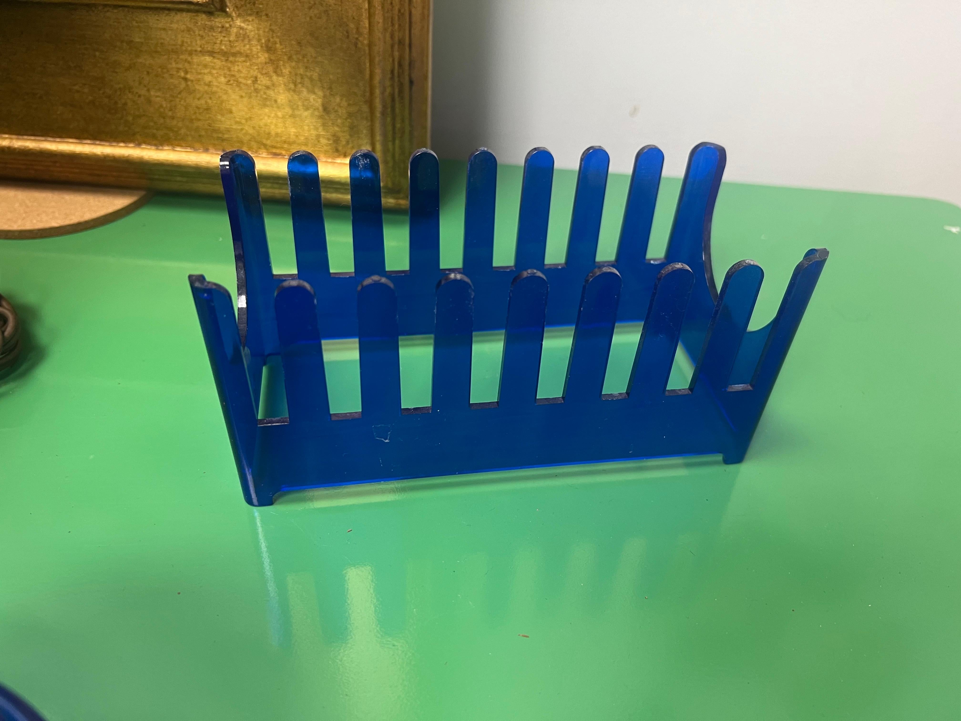 Americano Sottobicchieri in lucite e corda blu degli anni '70 con supporto - un set di 9 in vendita