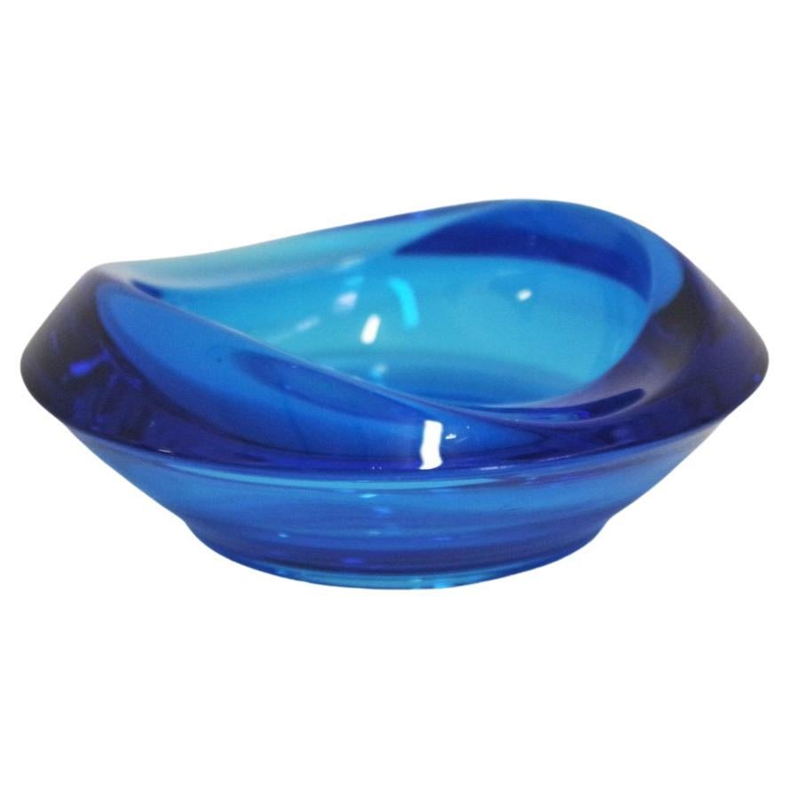 1970s Blue Murano Glass Ashtray – Elegant Vintage Design