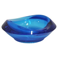 1970s Blue Murano Glass Ashtray - Elegant Vintage Design