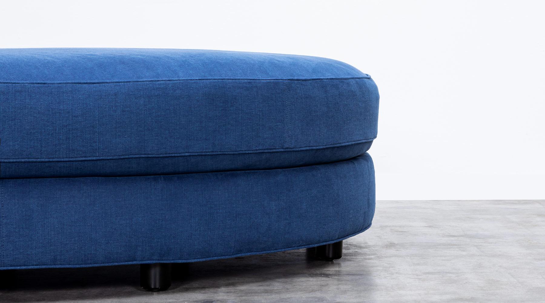 Mid-Century Modern 1970s Blue New Upholstery Ottoman by Milo Baughman