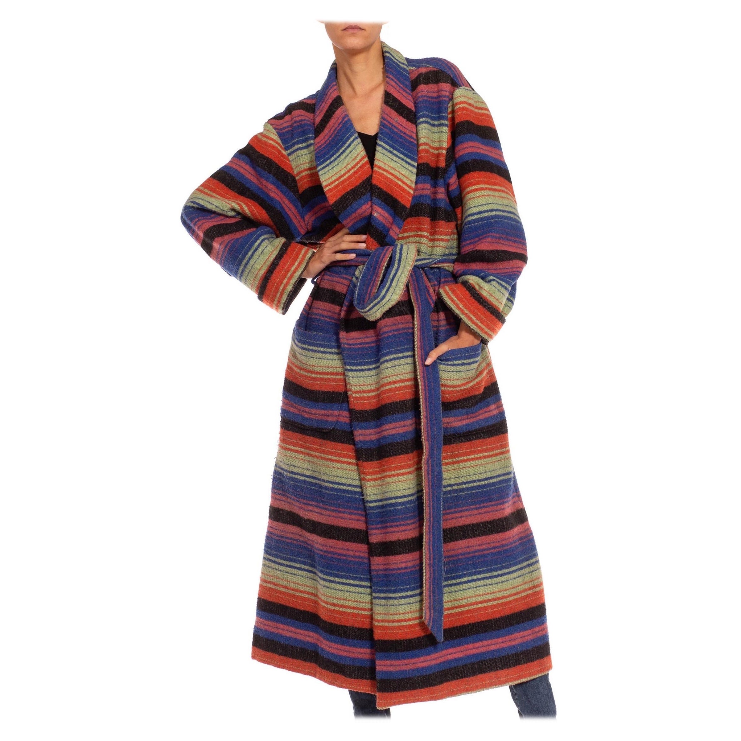1970S Blau & Rosa gestreifte Strickjacke aus einer Wollmischung im Angebot