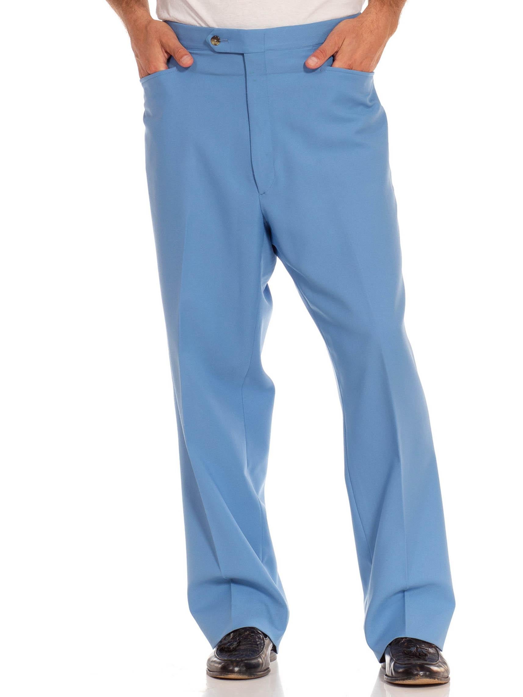Pantalon en polyester bleu 1970S en vente 1